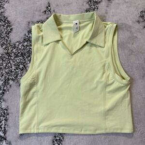 Gold Hinge Top Womens Size M Lime Sleeveless Collared V Neck Athleisure